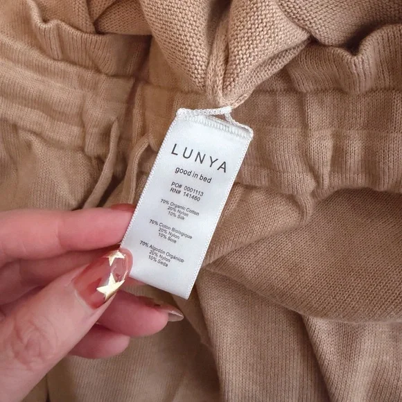 NWOT Lunya Cozy Cotton Silk Nutmeg Neutral Knit Drawstring Wide Leg Pants Size M - Picture 8 of 13